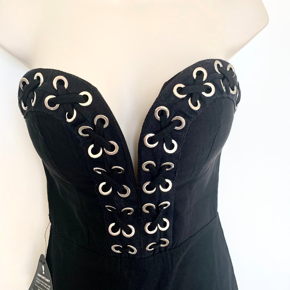 Rare London Black Bodycon Midi Sexy Dress _ 6 - Picture 4 of 7